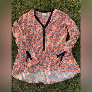 [Anthropologie] Tiger Orange Design Top Size S like New